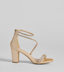 Step Into Glam Rhinestone Glitter Block Heels