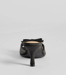 Adorable Bow Mesh Strap Stiletto Mules