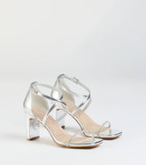 In The Limelight Rhinestone Strap Metallic Heels