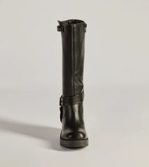 Sleek Strut Under-The-Knee Moto Boots