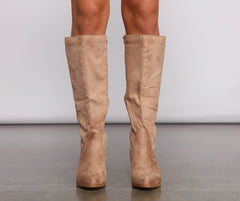 Fall For Faux Suede Stacked Heel Boots