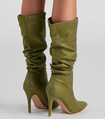 Shimmer Slouch Stiletto Boots