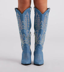 Country Digs Denim Rhinestone Cowboy Boots