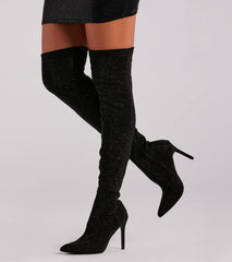 Sultry Voltage Rhinestone Over-The-Knee Boots