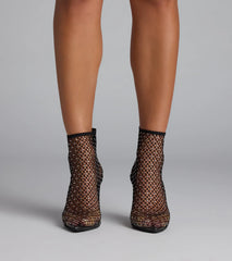 Up To No Good Rhinestone Fishnet Booties