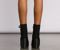 Faux Suede Lace Up Combat Booties