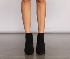 Faux Suede Stacked Block Heel Booties