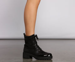 Trendy Glitter Detail Combat Booties