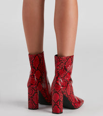 Make You Rattle Faux Leather Snake Booties