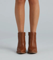 Stylish Staple Faux Leather Block Heel Booties