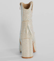 Fabulous Star Rhinestone Metallic Western Booties
