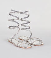 For A Spin Rhinestone Spiral Flat Sandals