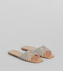 Glam Life Rhinestone Strappy Faux Leather Sandals