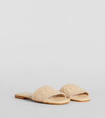 Fun Vibes Floral Straw Flat Sandals