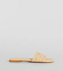 Fun Vibes Floral Straw Flat Sandals