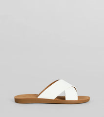 Feeling Good Criss Cross Faux Leather Flat Sandals