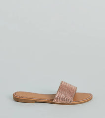 Casual Glitz Rhinestone Strap Faux Leather Sandals