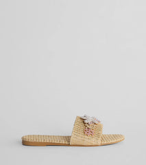 Wish On A Rhinestone Starfish Straw Flat Sandals