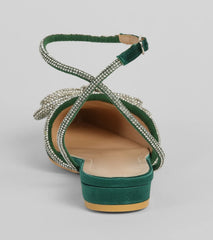 Sweet But Sassy Satin Rhinestone Bow Flats