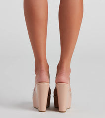 In the Clear Faux Patent Leather Wedges