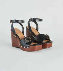Away This Weekend Buckle Platform Wedges