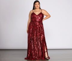Plus Juliet Formal Sequin Scroll Dress