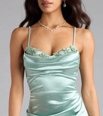 Clarice Applique Bodycon Satin Midi Formal Dress