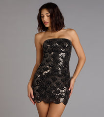 Lilah Beaded Scallop Mini Dress