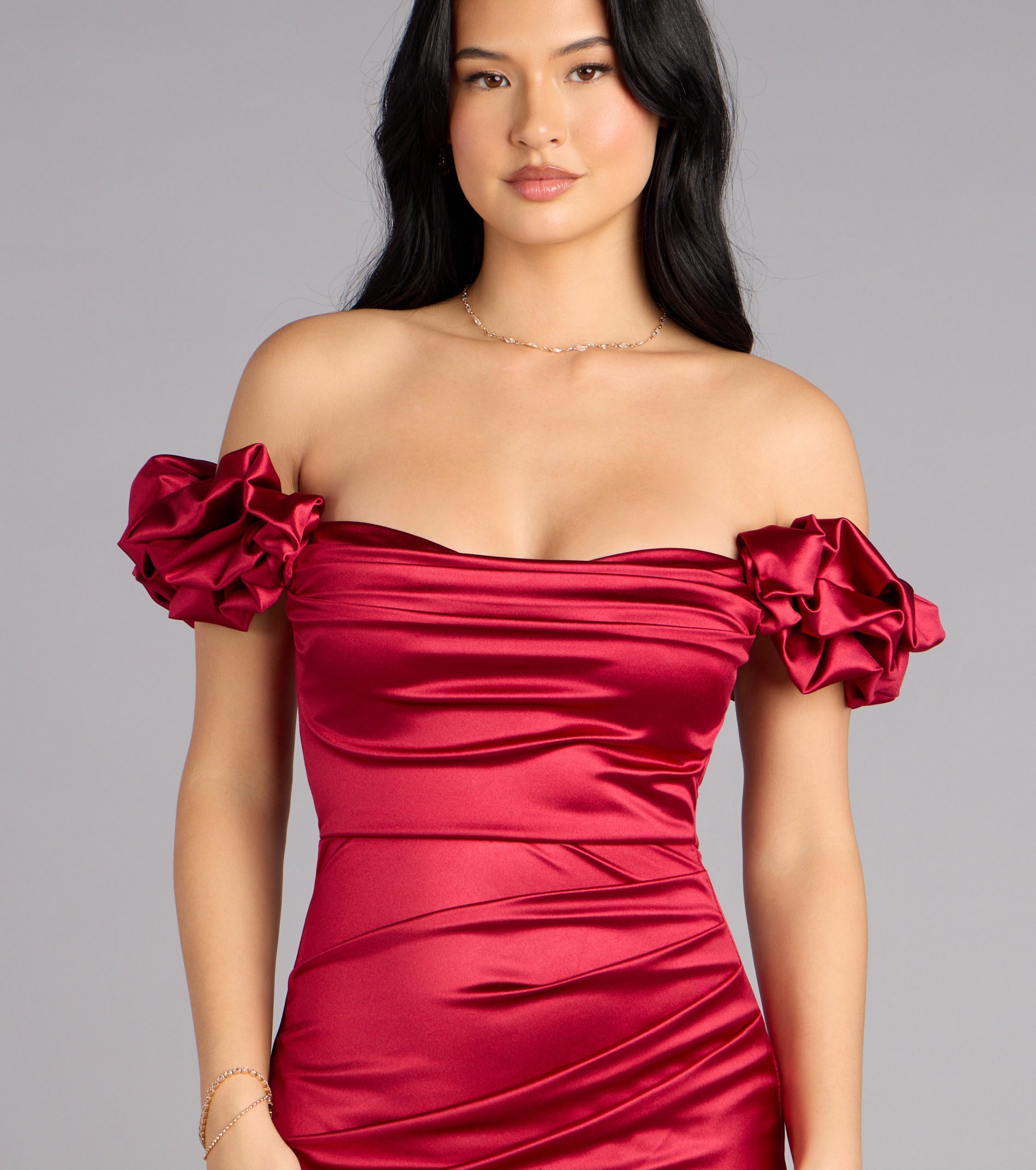 Kathrin Satin Off-The-Shoulder Mini Dress