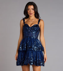 Marisa Sequin Corset Tulle Skater Dress