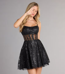 Taylor Glitter Bustier Skater Short Dress