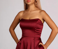Paola Strapless Twill Party Dress