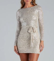 Kayce Sequin Tie-Waist Party Dress