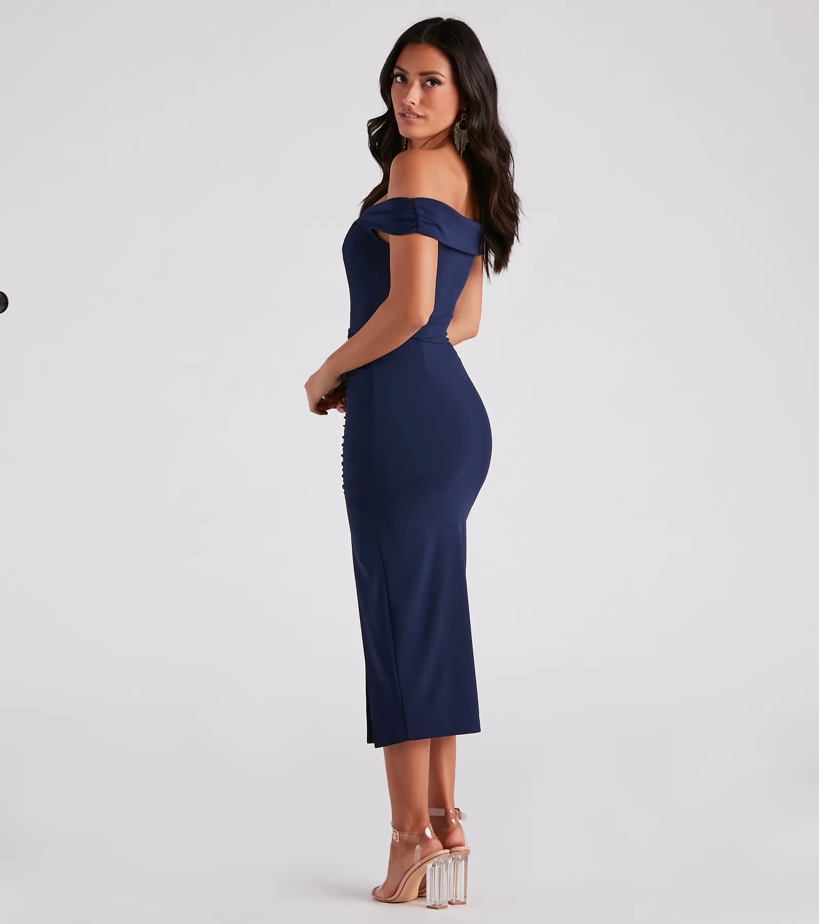 Madi Formal Crepe Slit Midi Dress