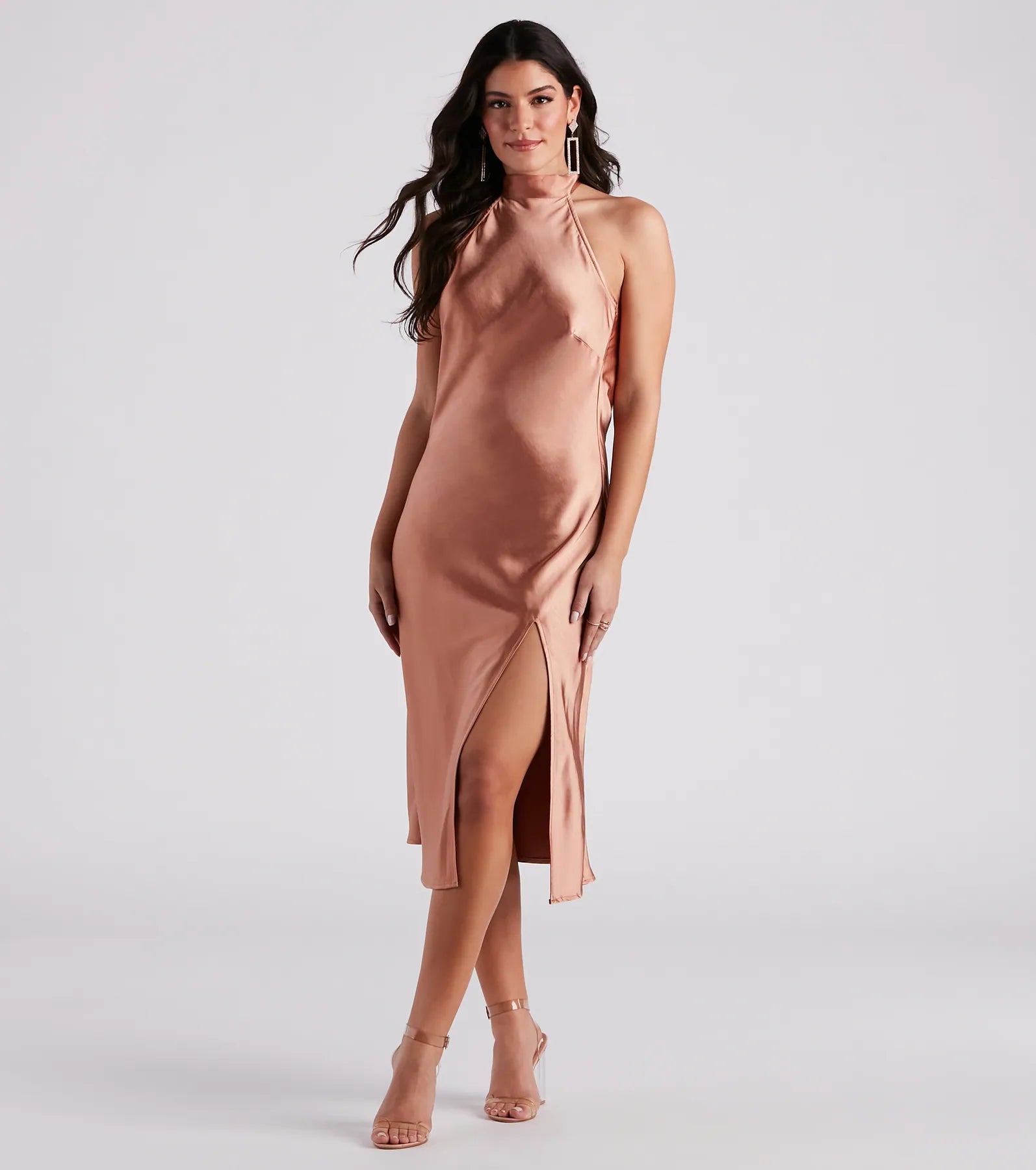 Ingrid Formal Satin Halter Dress