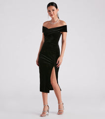 Mary Off-The-Shoulder Velvet Midi Dress