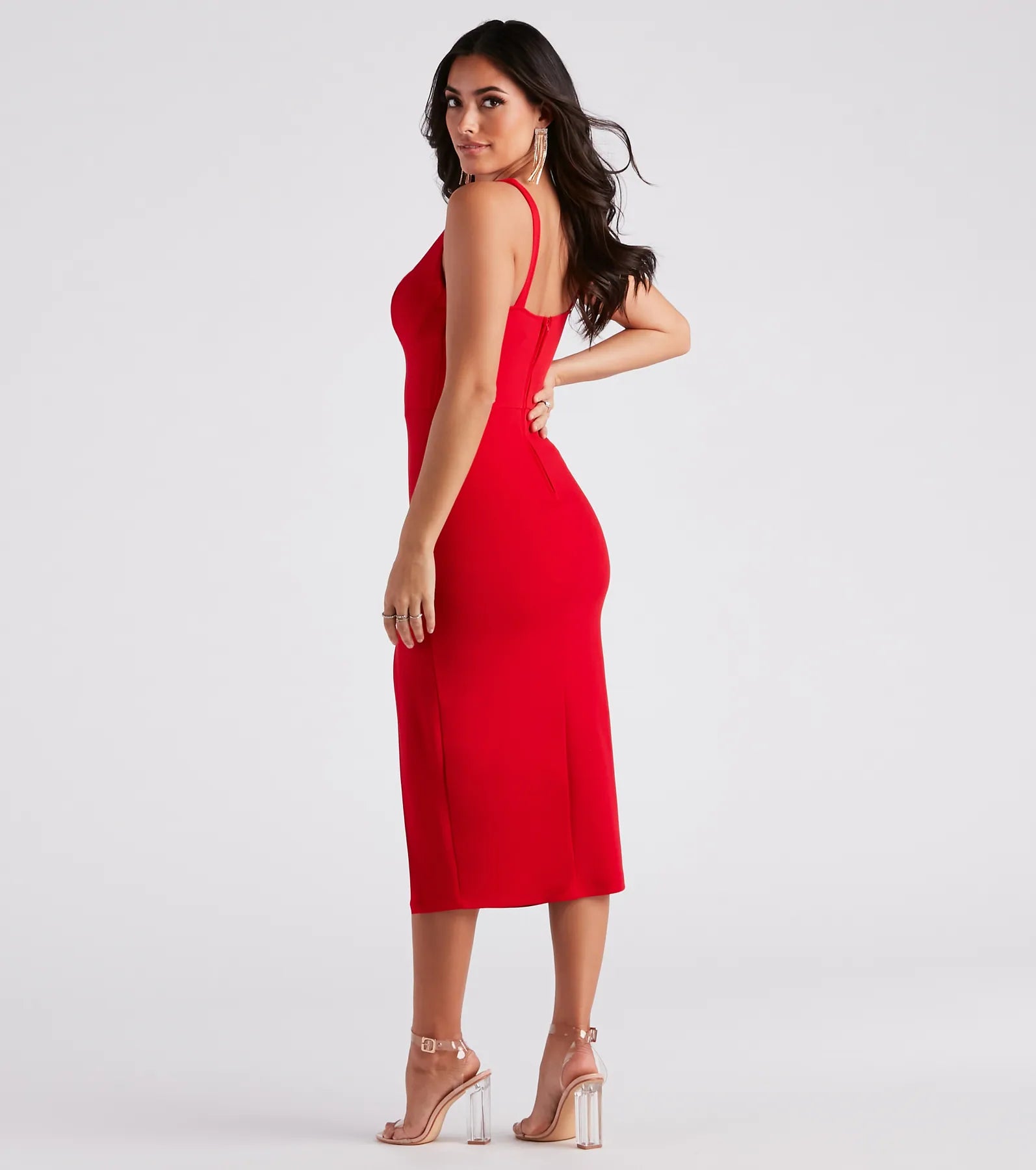 Matilda Crepe Slit Midi Dress