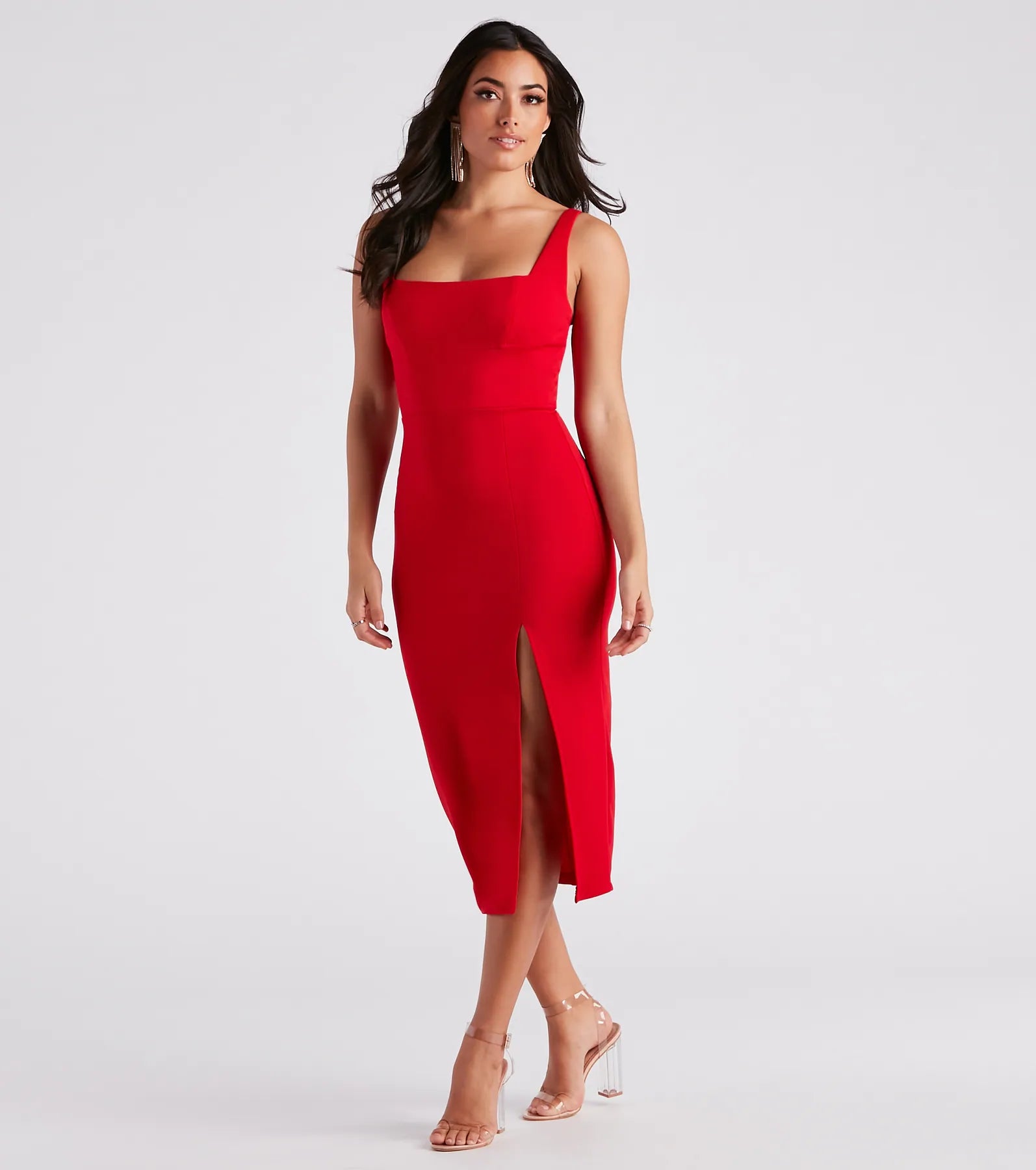 Matilda Crepe Slit Midi Dress