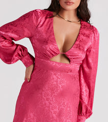 Kacy Formal Satin Cutout Midi Dress