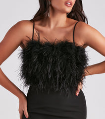 Lindsey Marabou Crepe Short Dress