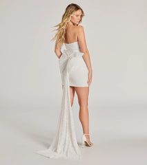 Faye Bow Train Lace Mini Dress