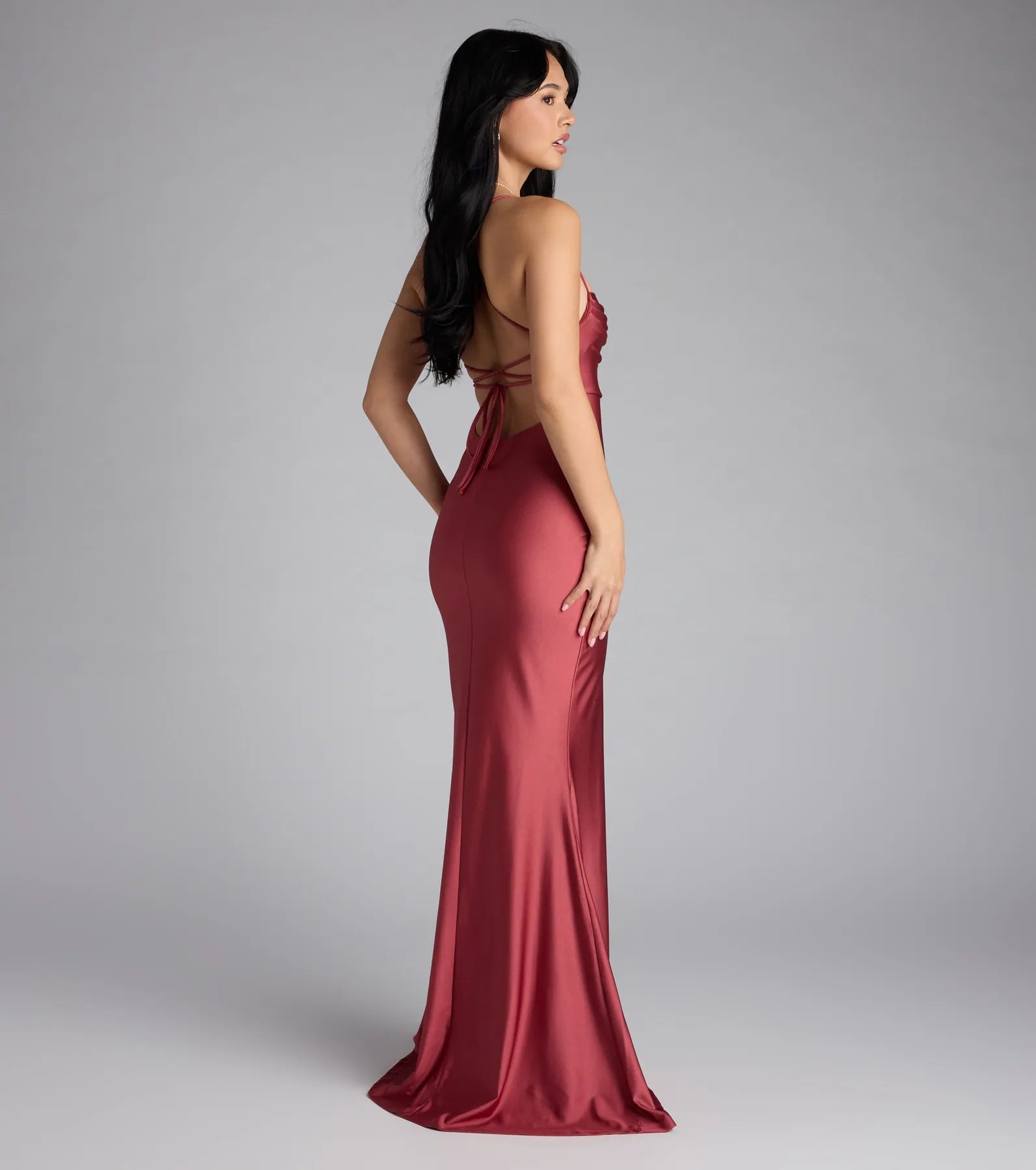 Delia Formal Cowl Neck Long Dress