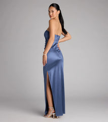 Kaleigh Satin Strapless Formal Dress