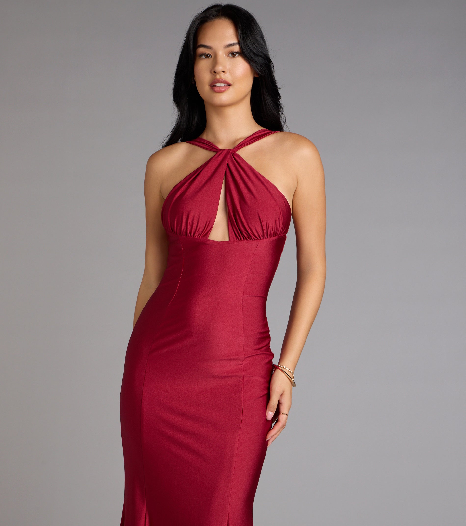 Anne Halter Cutout Mermaid Formal Dress
