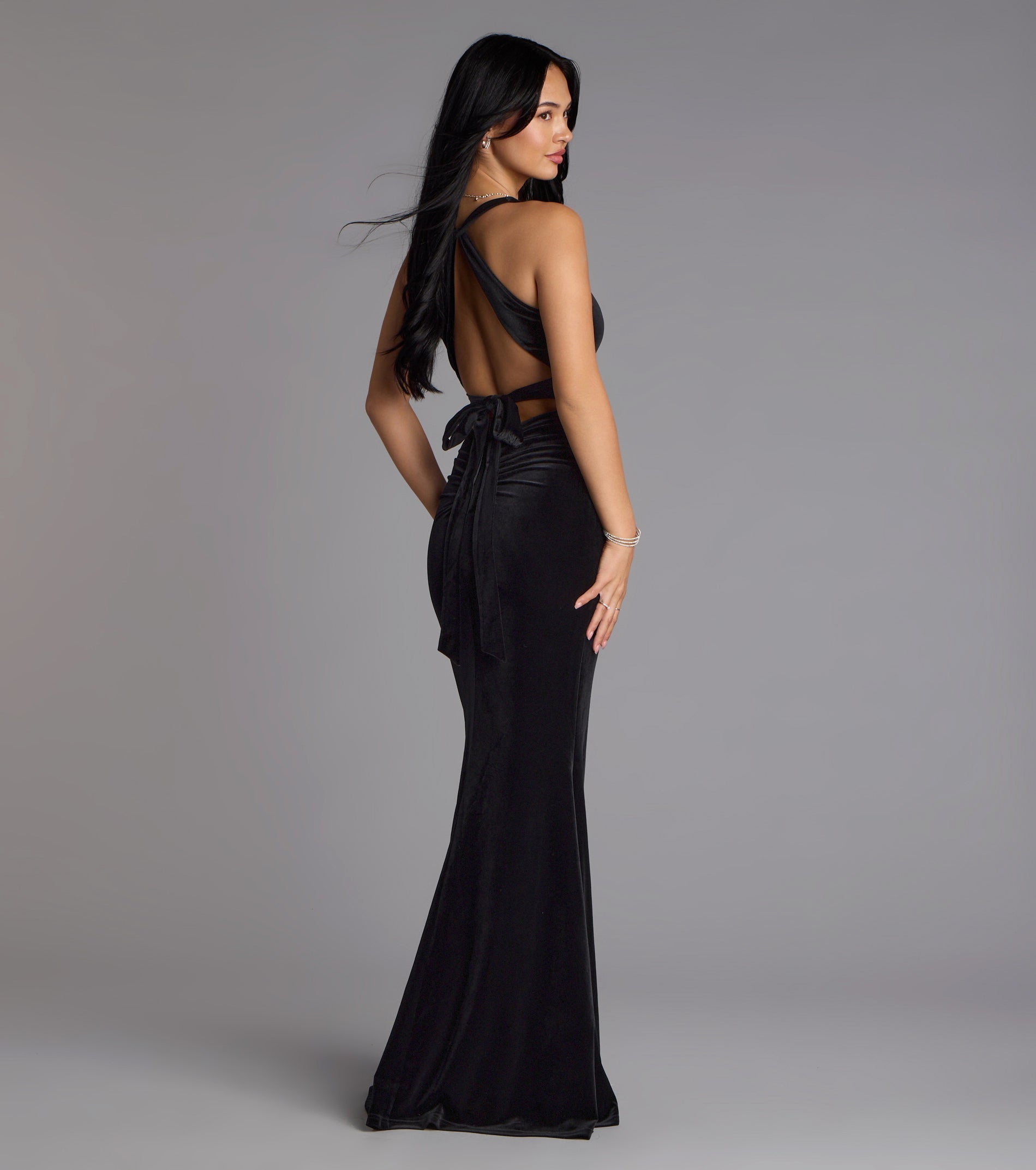 Vivienne Velvet Tie-Back Formal Dress