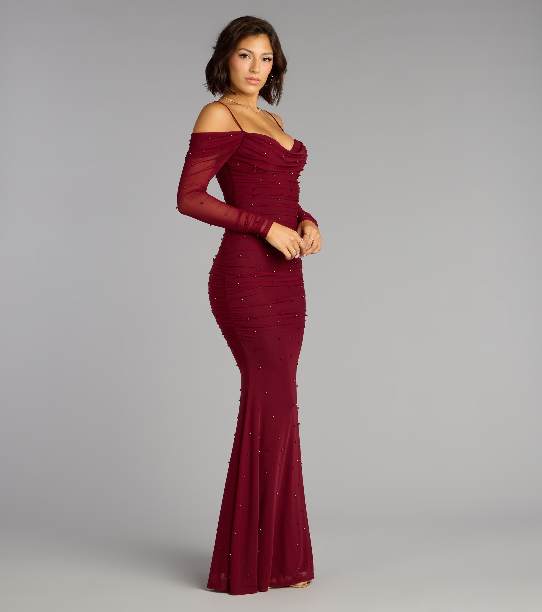 Lindsey Pearl Cold Shoulder Mermaid Formal Dress