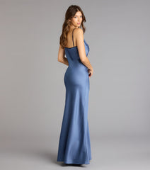 Blaire Satin Keyhole Slip Formal Dress