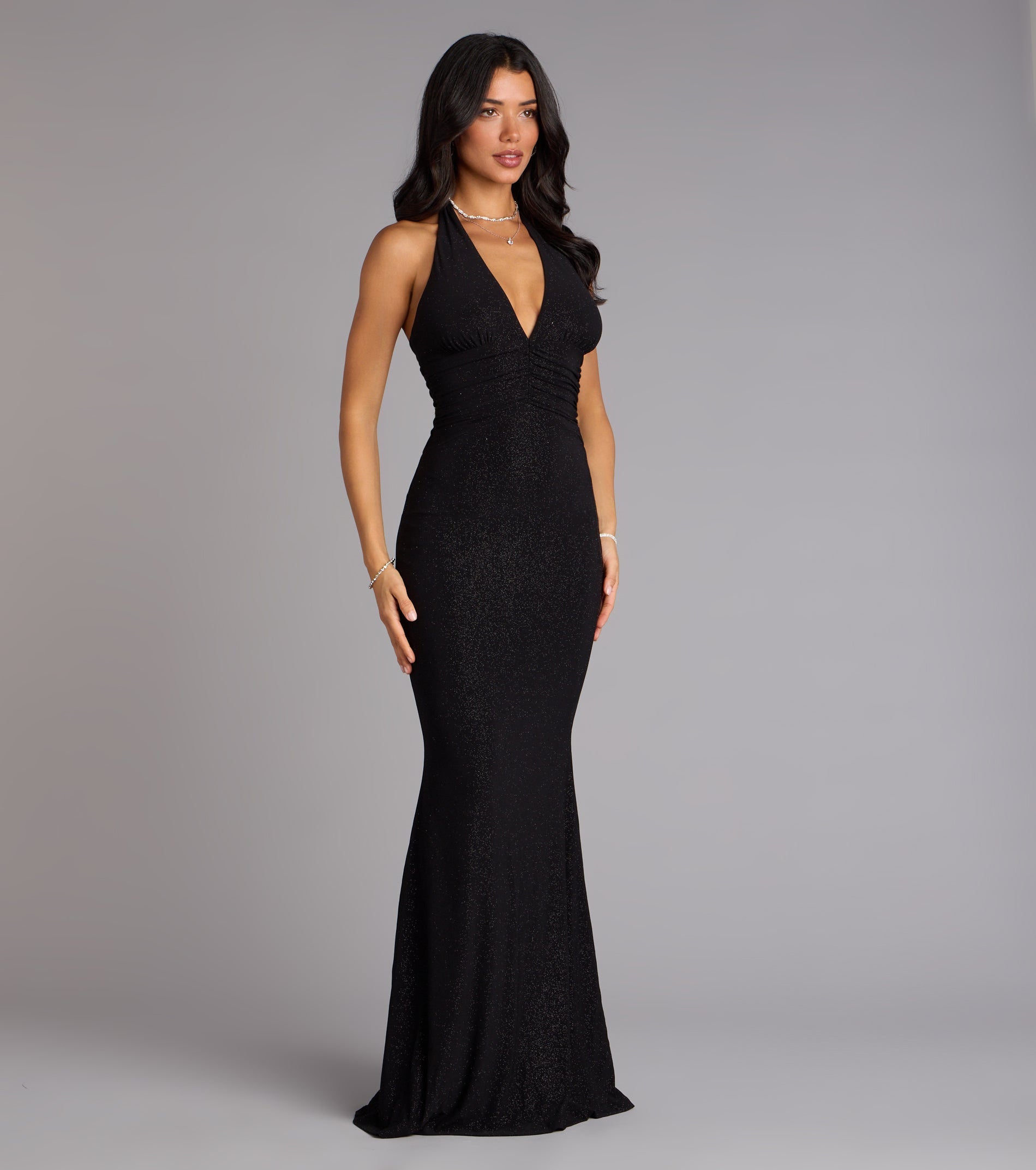 Maribeth Glitter Strappy Back Mermaid Formal Dress