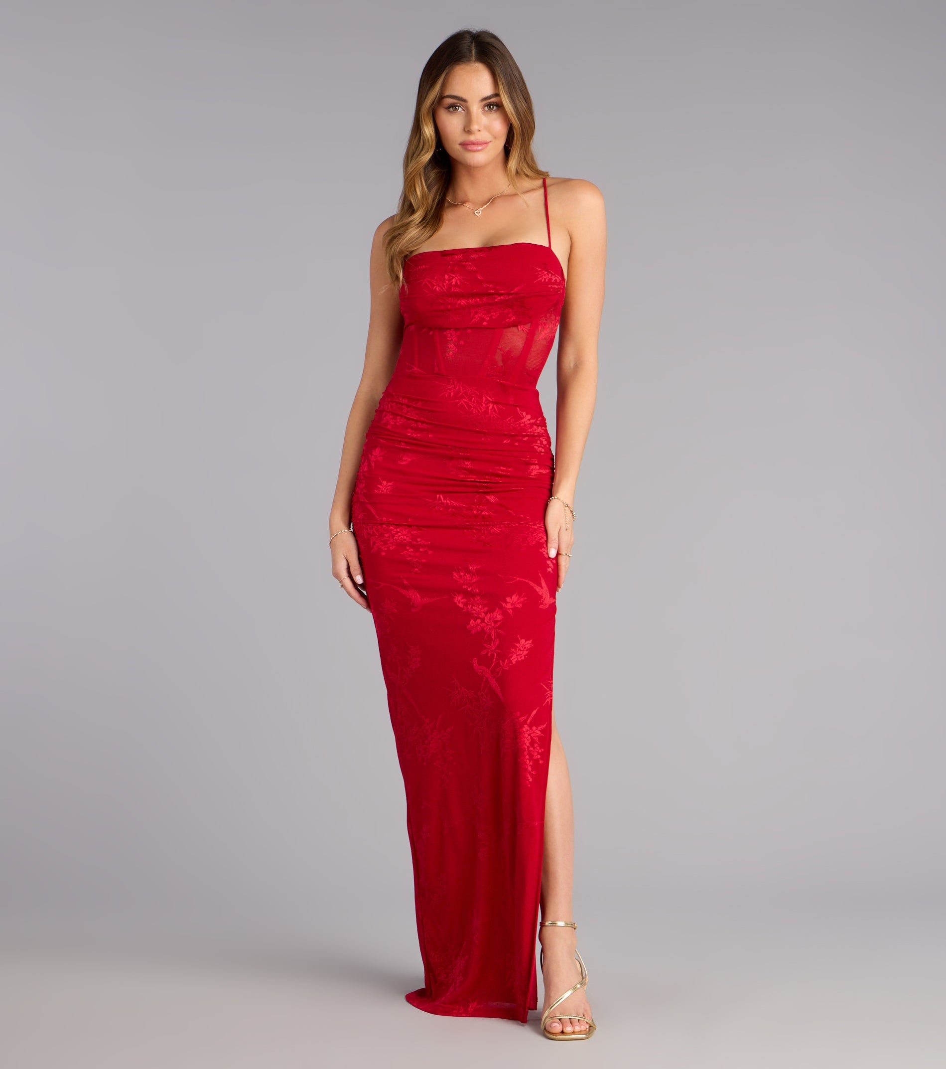 Sydney Lace Corset Mermaid Slit Formal Dress