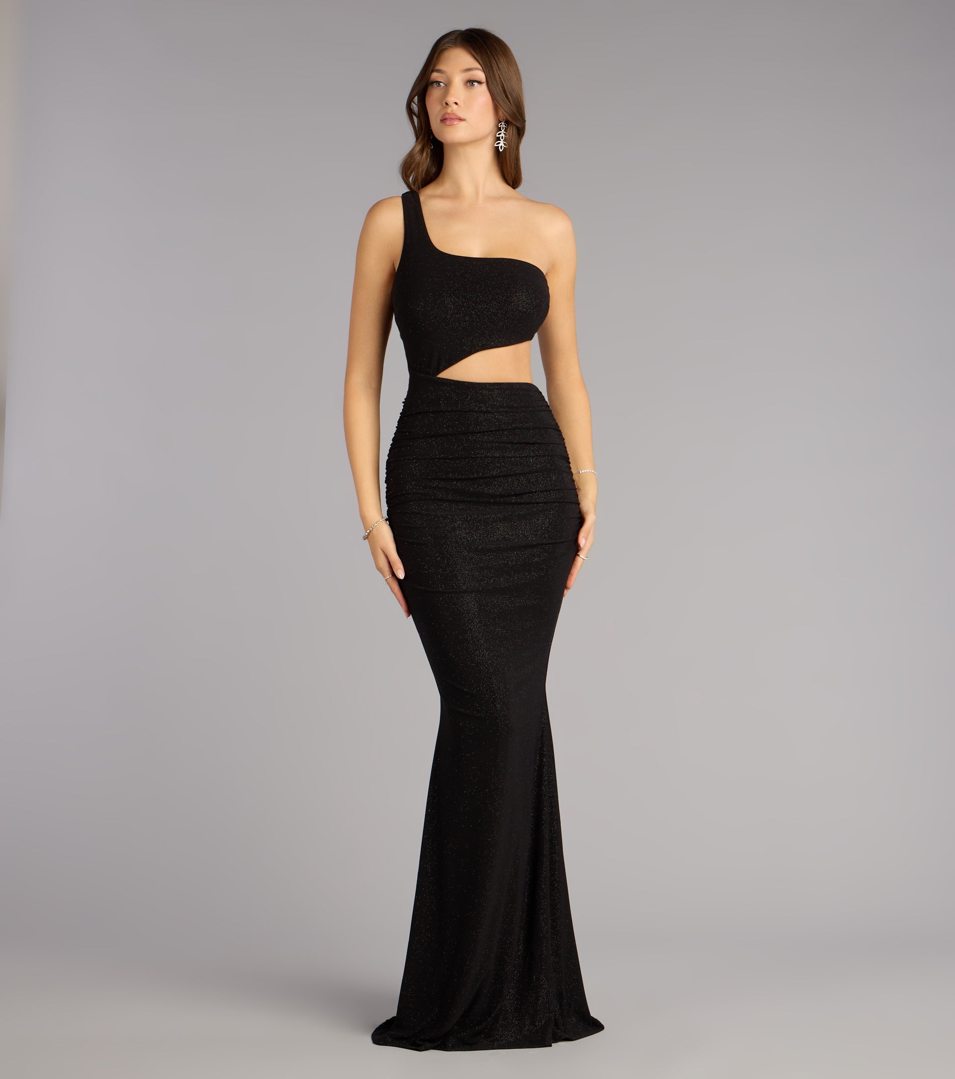 Giselle One-Shoulder Mermaid Glitter Formal Dress
